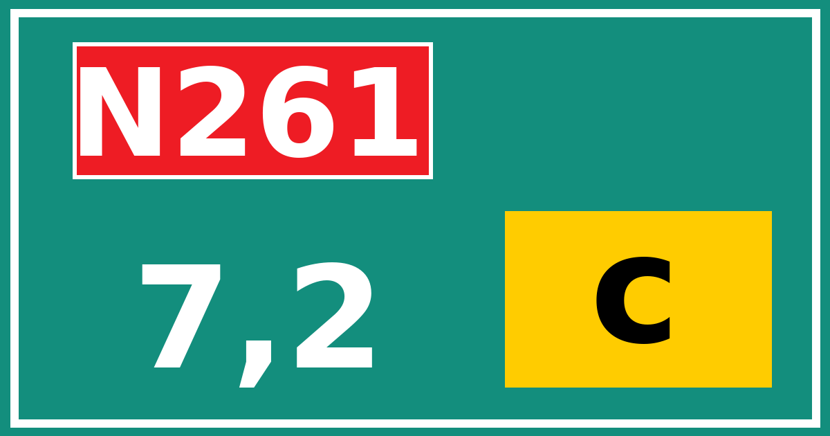 Hectometerbord N261 7,2 letter c