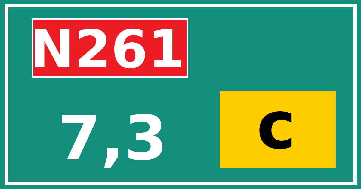 Hectometerbord N261 7,3 letter c