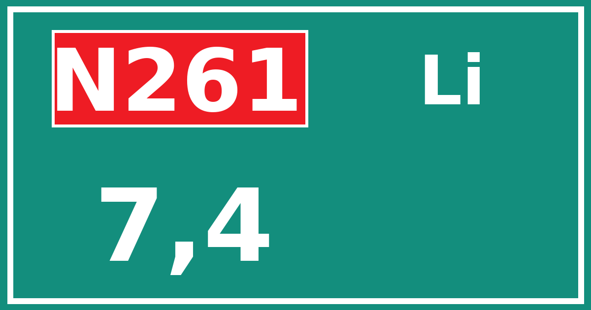 Hectometerbord N261 7,4 zijde Li