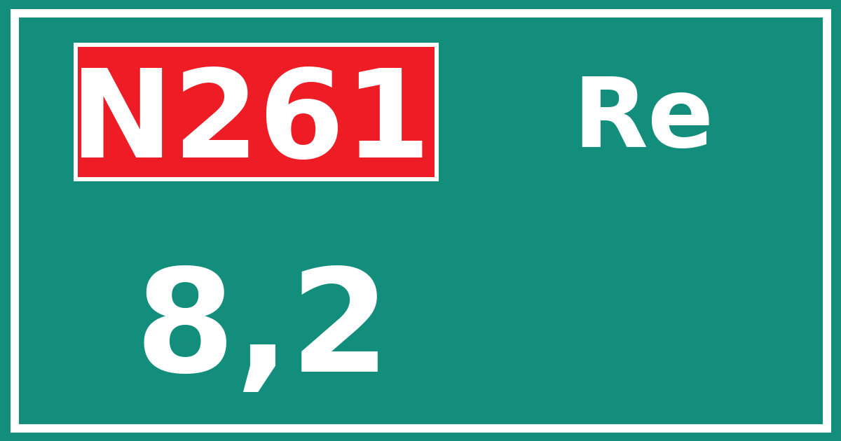 Hectometerbord N261 8,2 zijde Re