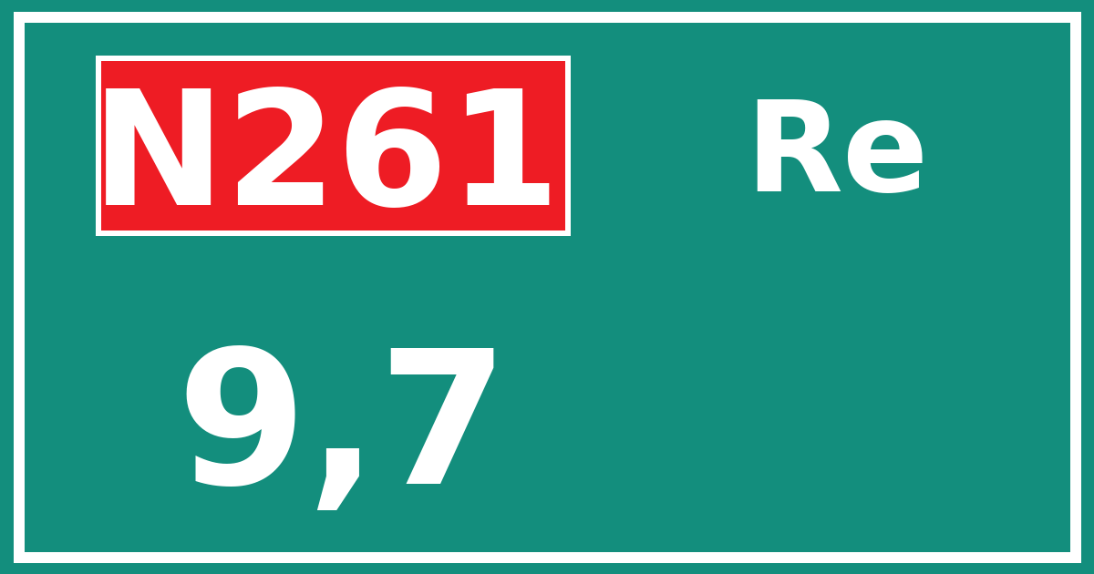 Hectometerbord N261 9,7 zijde Re