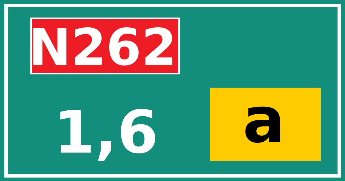 Hectometerbord N262 1,6 letter a