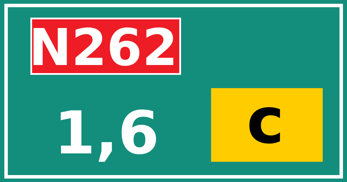 Hectometerbord N262 1,6 letter c