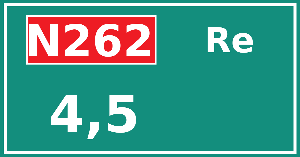 Hectometerbord N262 4,5 zijde Re