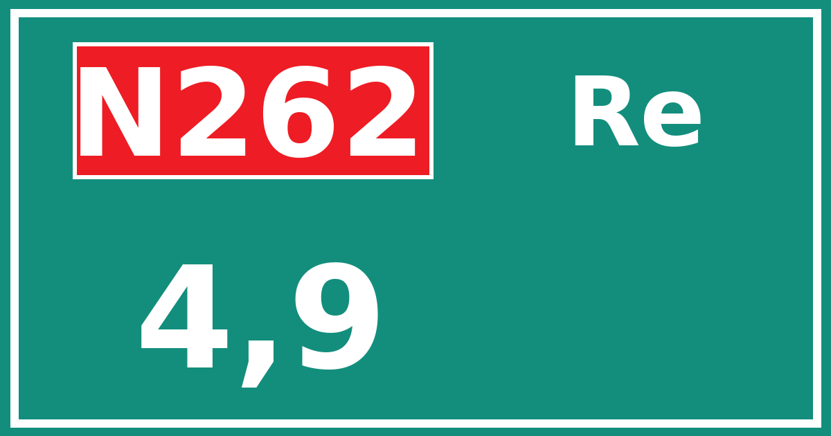 Hectometerbord N262 4,9 zijde Re