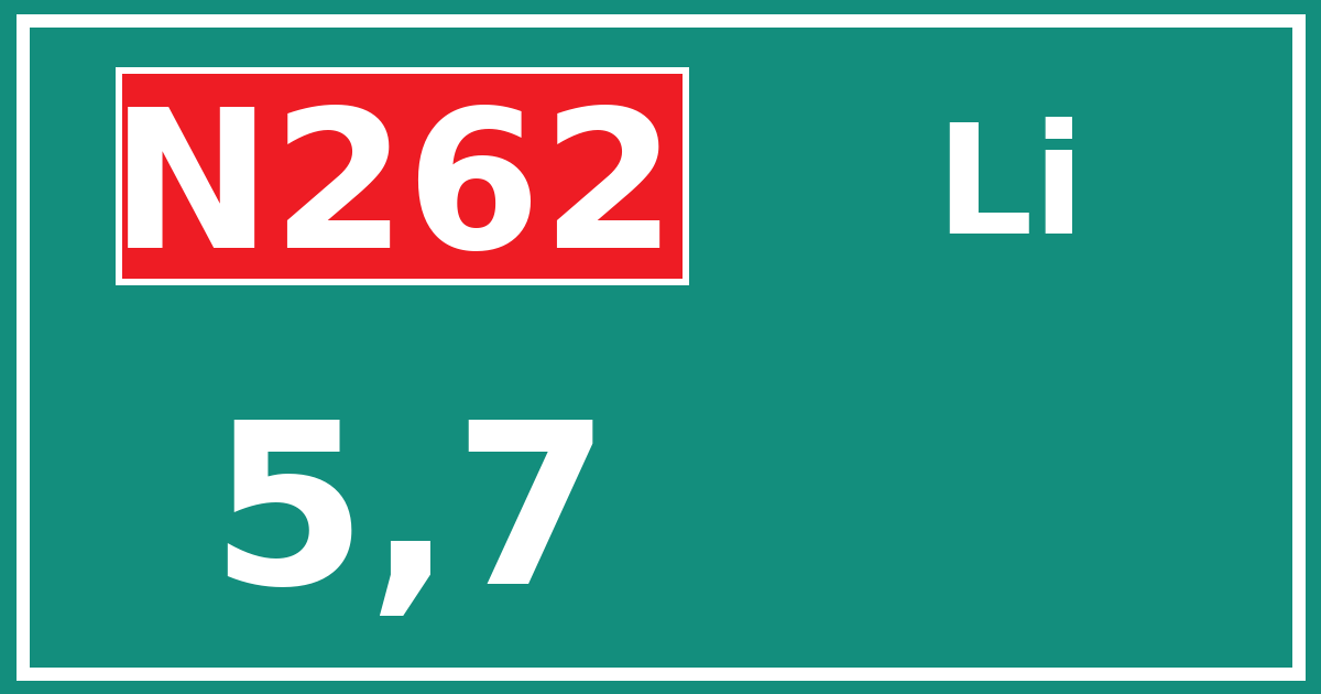 Hectometerbord N262 5,7 zijde Li