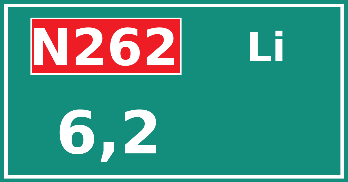 Hectometerbord N262 6,2 zijde Li