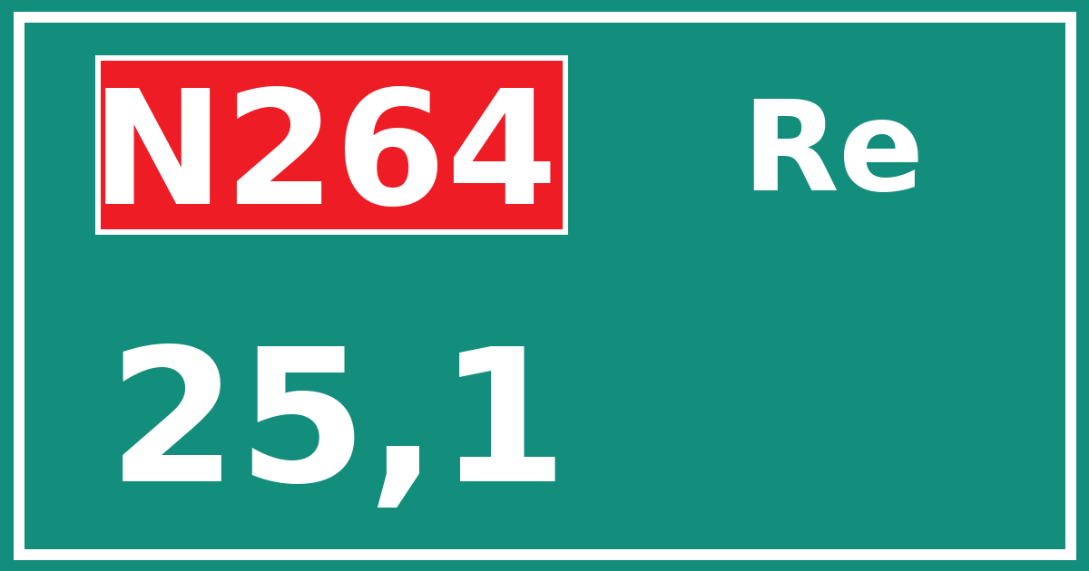 Hectometerbord N264 25,1 zijde Re