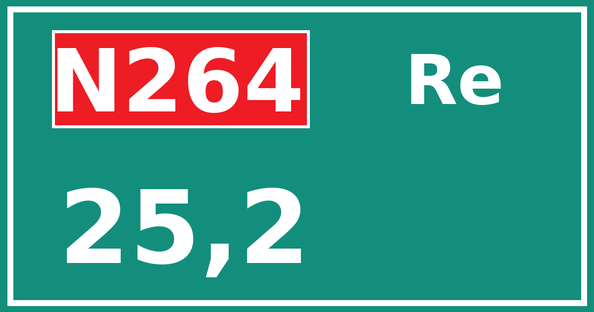 Hectometerbord N264 25,2 zijde Re