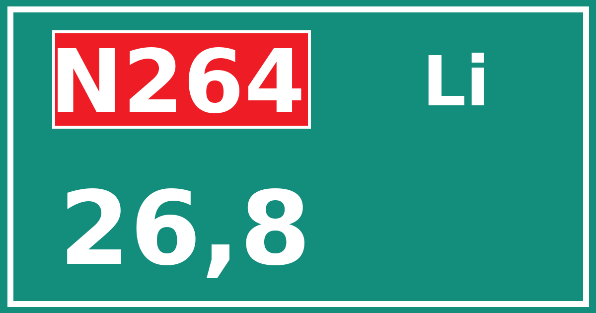 Hectometerbord N264 26,8 zijde Li