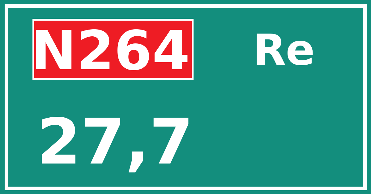 Hectometerbord N264 27,7 zijde Re