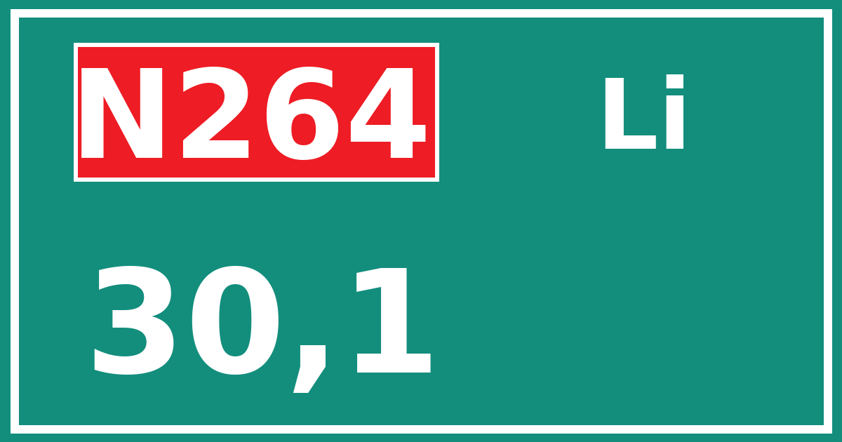 Hectometerbord N264 30,1 zijde Li
