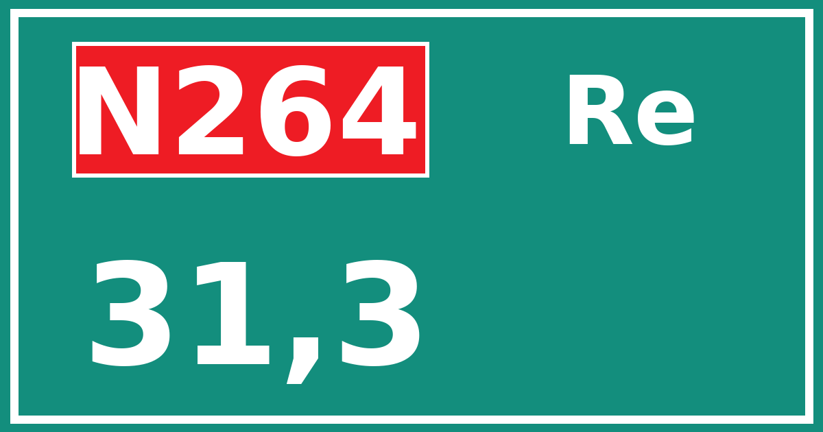 Hectometerbord N264 31,3 zijde Re