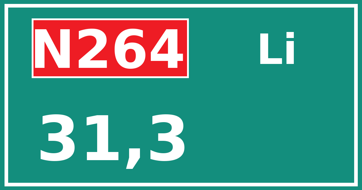 Hectometerbord N264 31,3 zijde Li