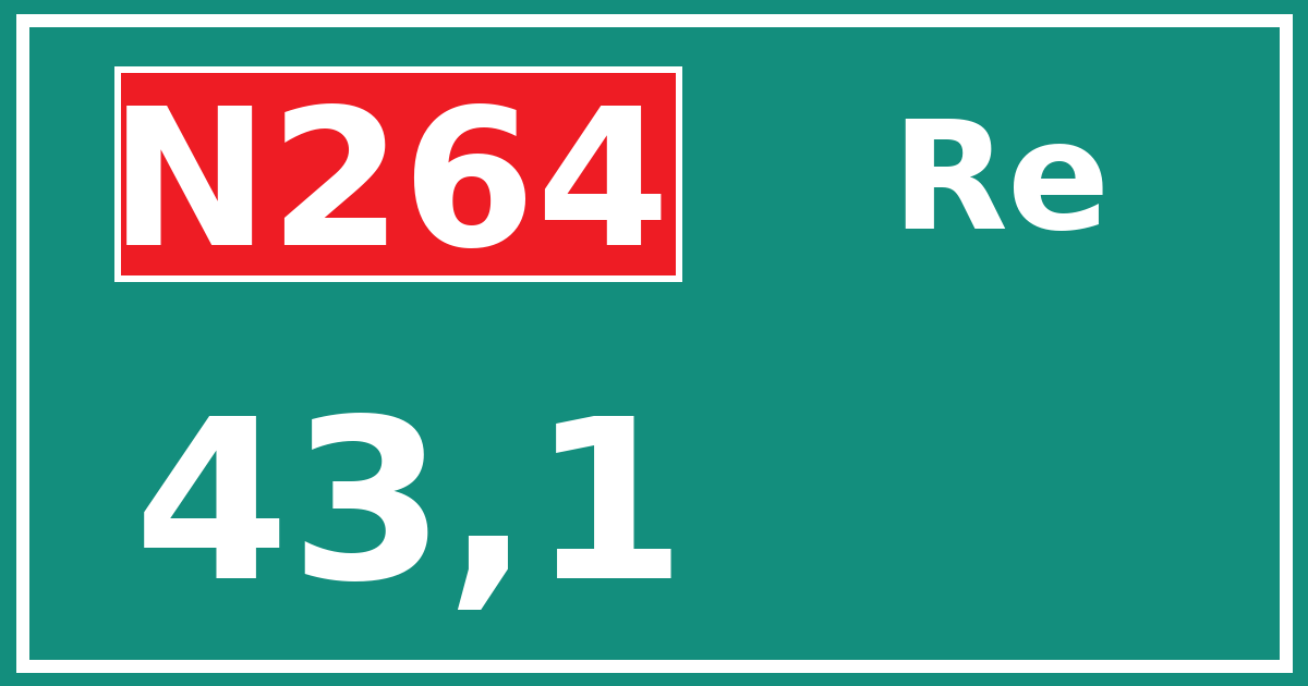 Hectometerbord N264 43,1 zijde Re