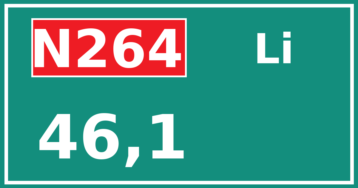 Hectometerbord N264 46,1 zijde Li