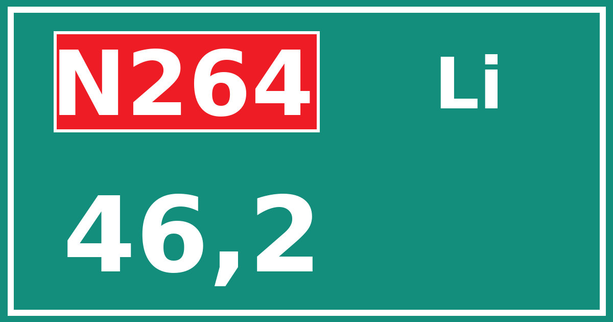 Hectometerbord N264 46,2 zijde Li