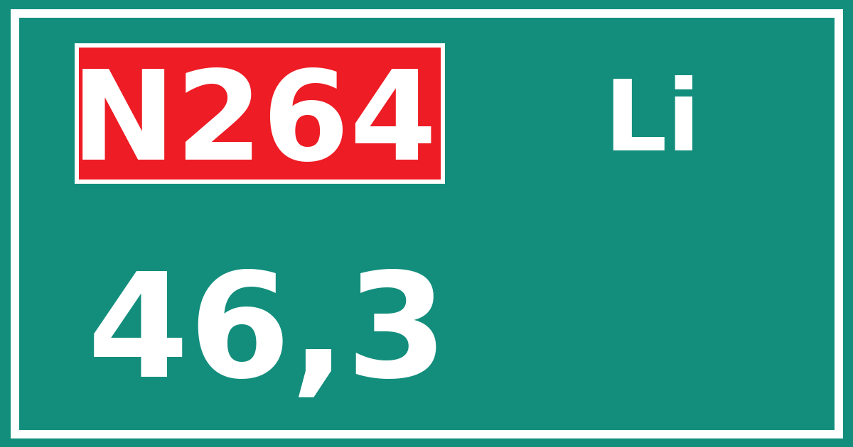 Hectometerbord N264 46,3 zijde Li