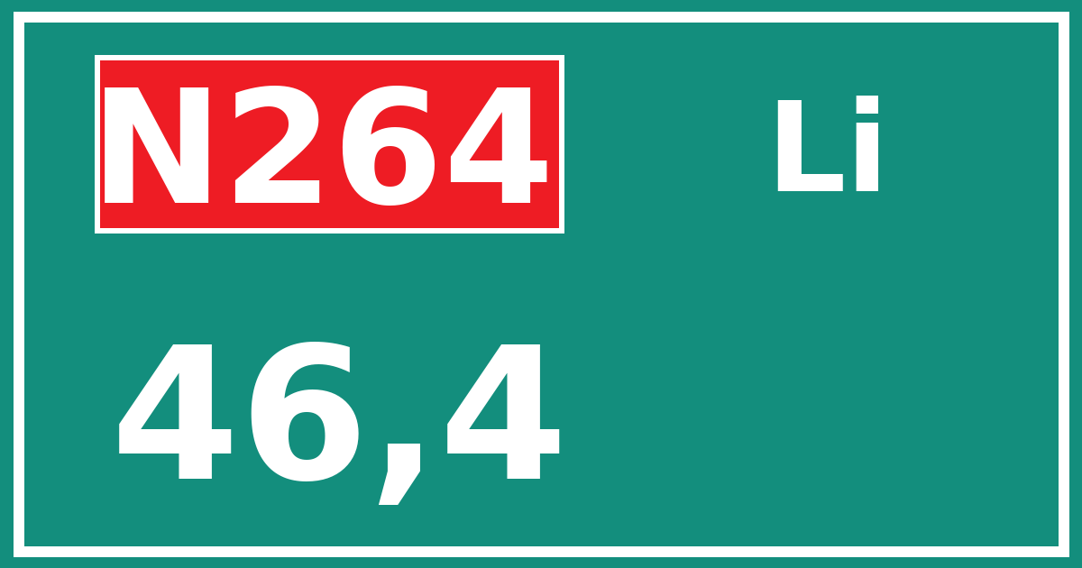 Hectometerbord N264 46,4 zijde Li