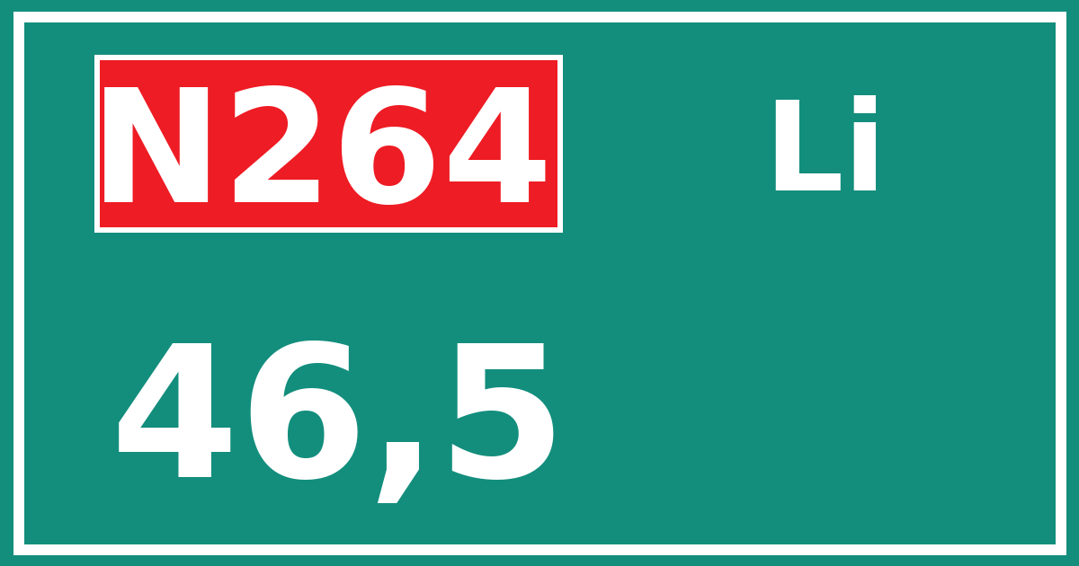 Hectometerbord N264 46,5 zijde Li