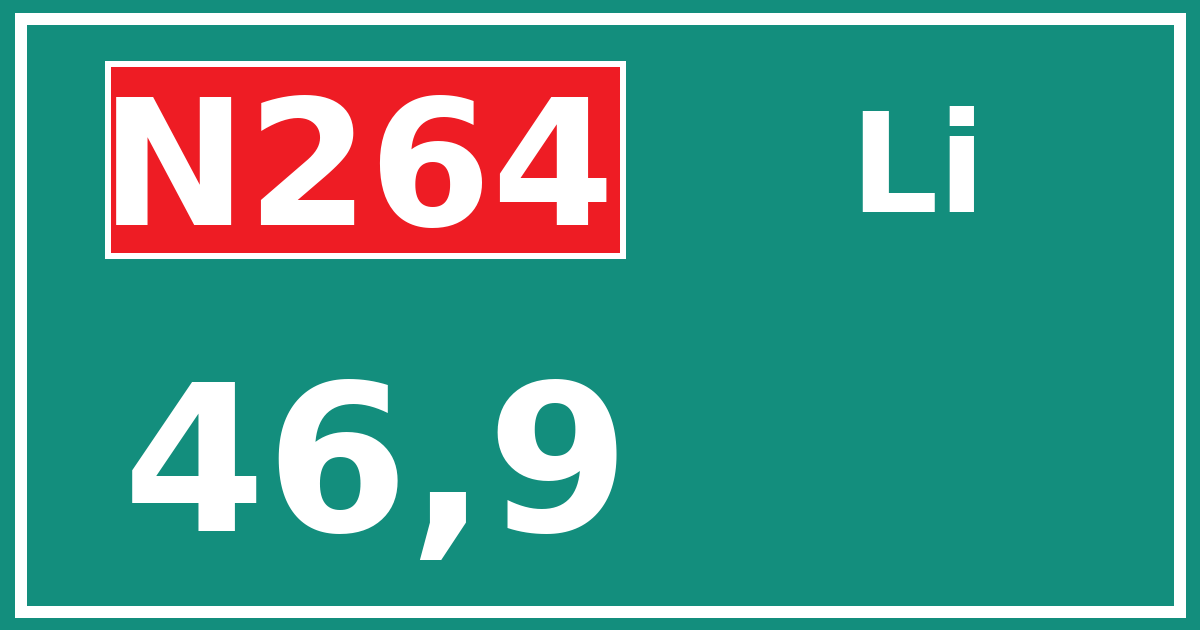 Hectometerbord N264 46,9 zijde Li