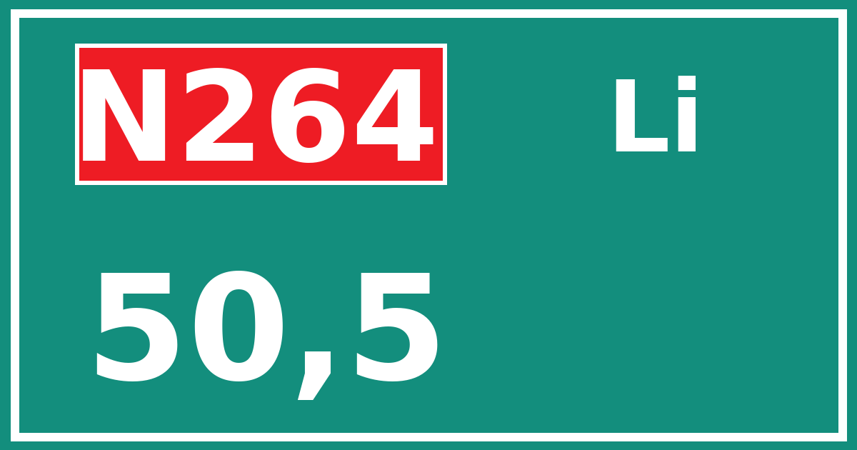 Hectometerbord N264 50,5 zijde Li