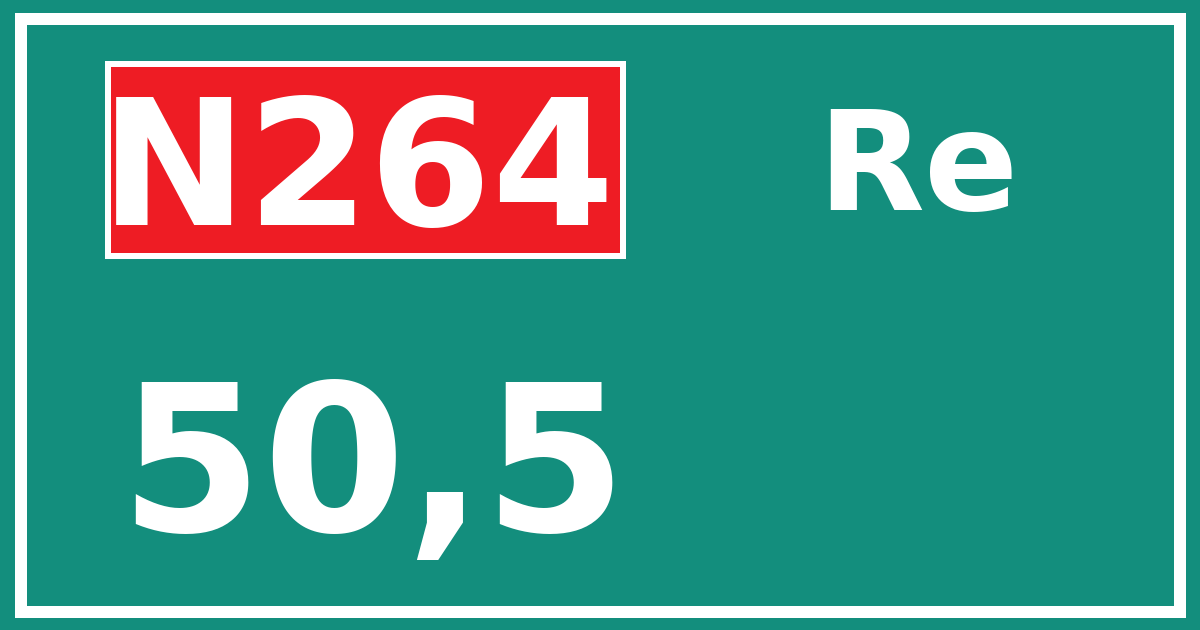 Hectometerbord N264 50,5 zijde Re
