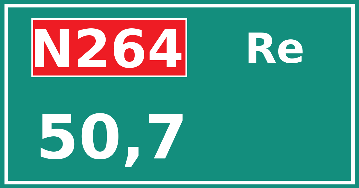 Hectometerbord N264 50,7 zijde Re
