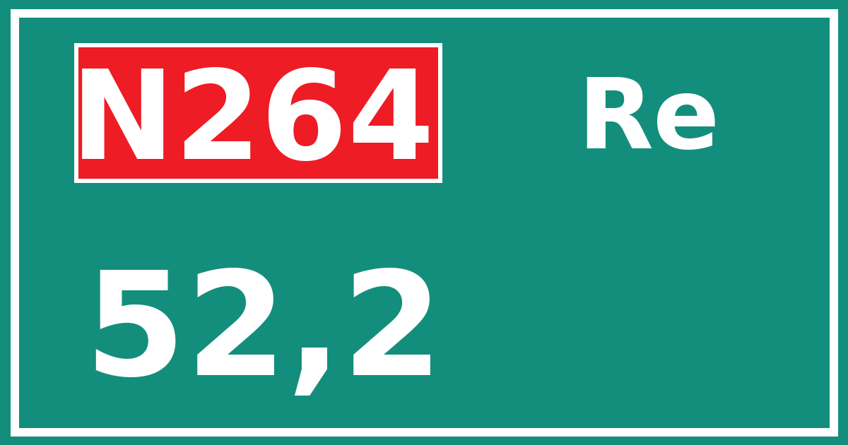 Hectometerbord N264 52,2 zijde Re