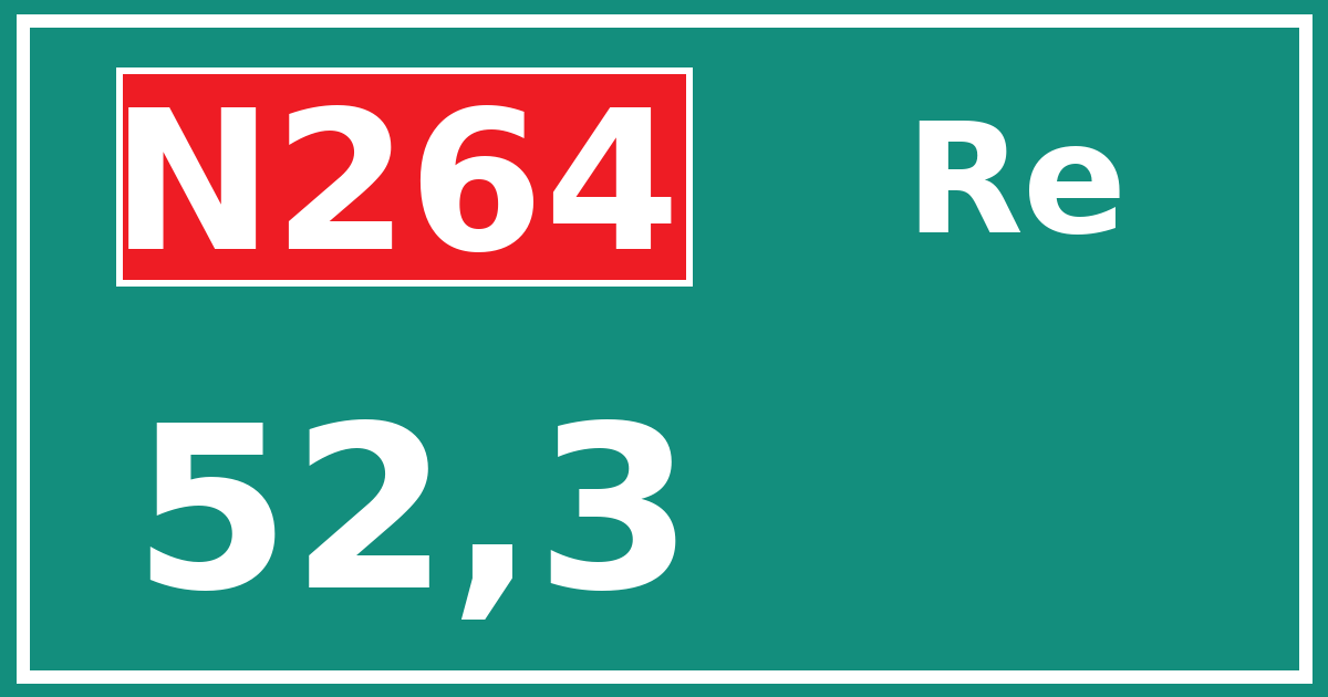 Hectometerbord N264 52,3 zijde Re
