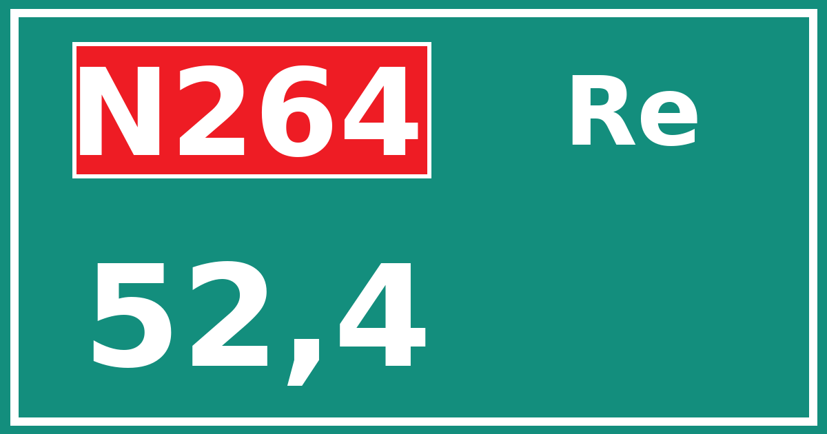 Hectometerbord N264 52,4 zijde Re