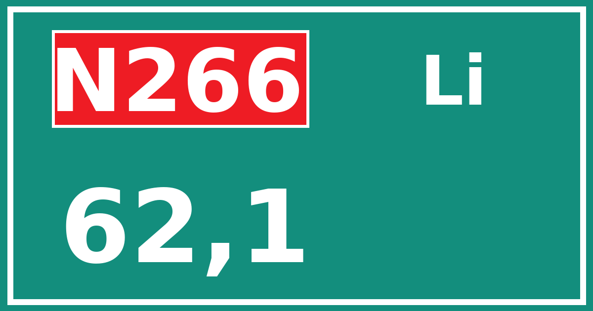 Hectometerbord N266 62,1 zijde Li