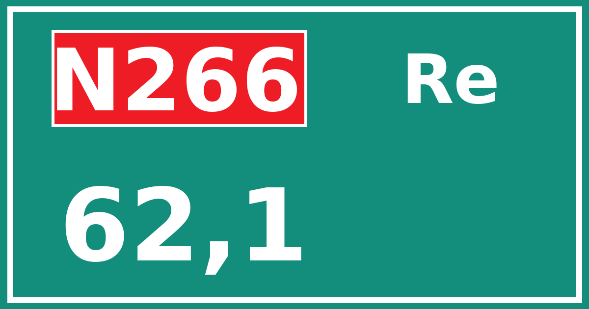 Hectometerbord N266 62,1 zijde Re