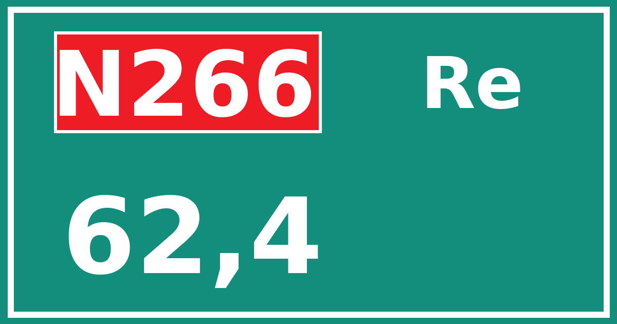 Hectometerbord N266 62,4 zijde Re