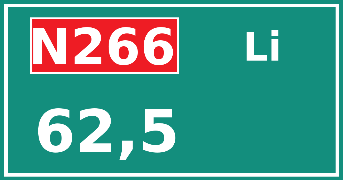 Hectometerbord N266 62,5 zijde Li