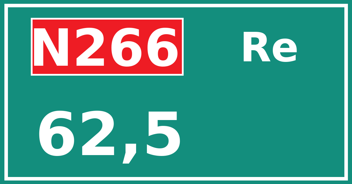 Hectometerbord N266 62,5 zijde Re