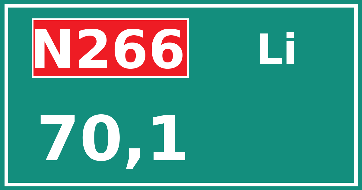 Hectometerbord N266 70,1 zijde Li