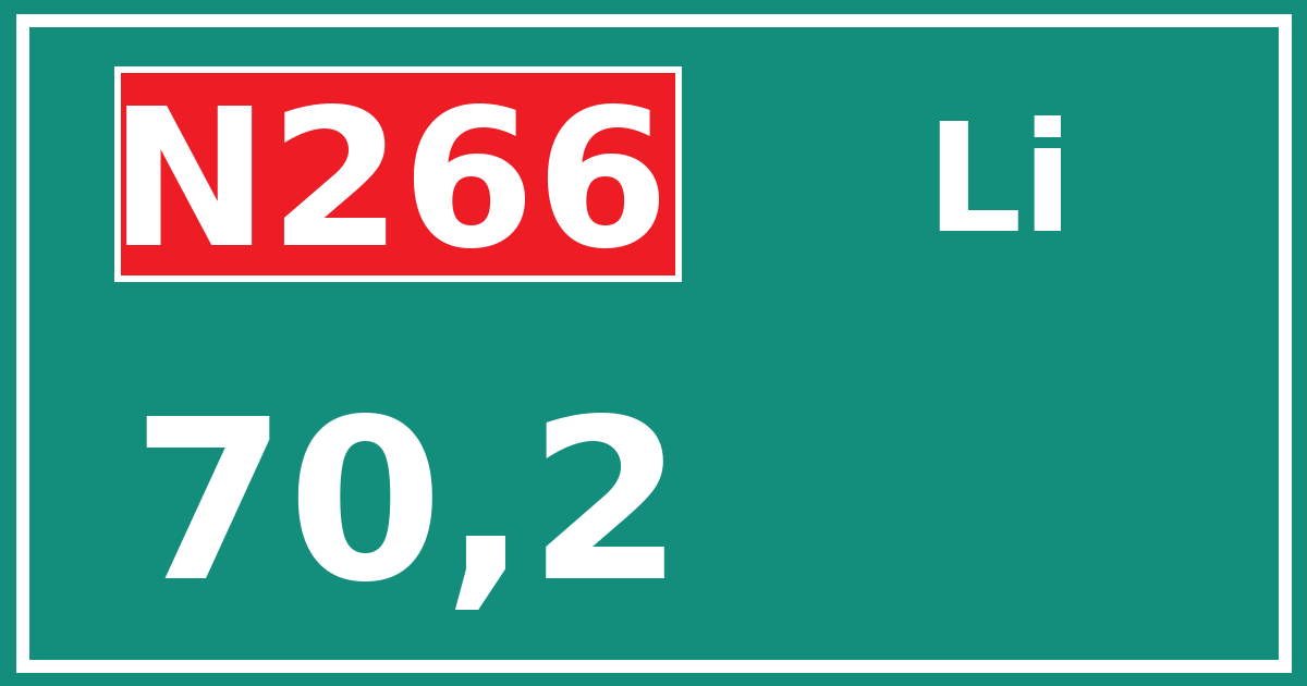 Hectometerbord N266 70,2 zijde Li