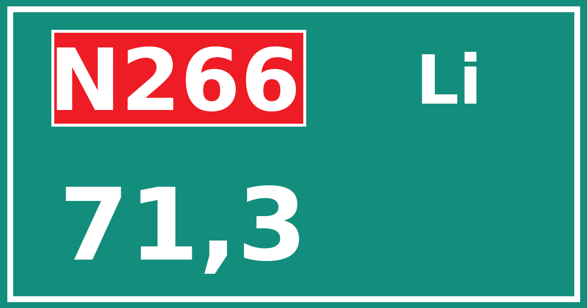 Hectometerbord N266 71,3 zijde Li