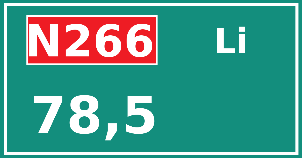 Hectometerbord N266 78,5 zijde Li