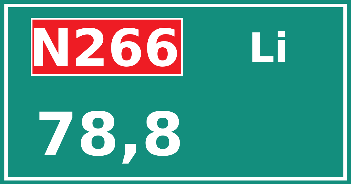 Hectometerbord N266 78,8 zijde Li