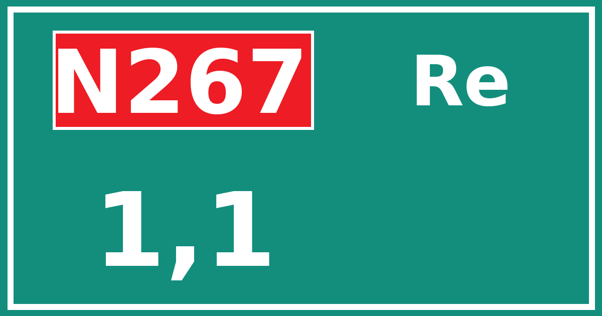 Hectometerbord N267 1,1 zijde Re