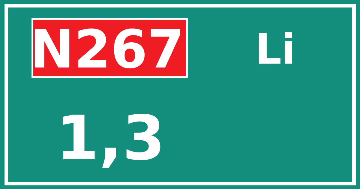 Hectometerbord N267 1,3 zijde Li