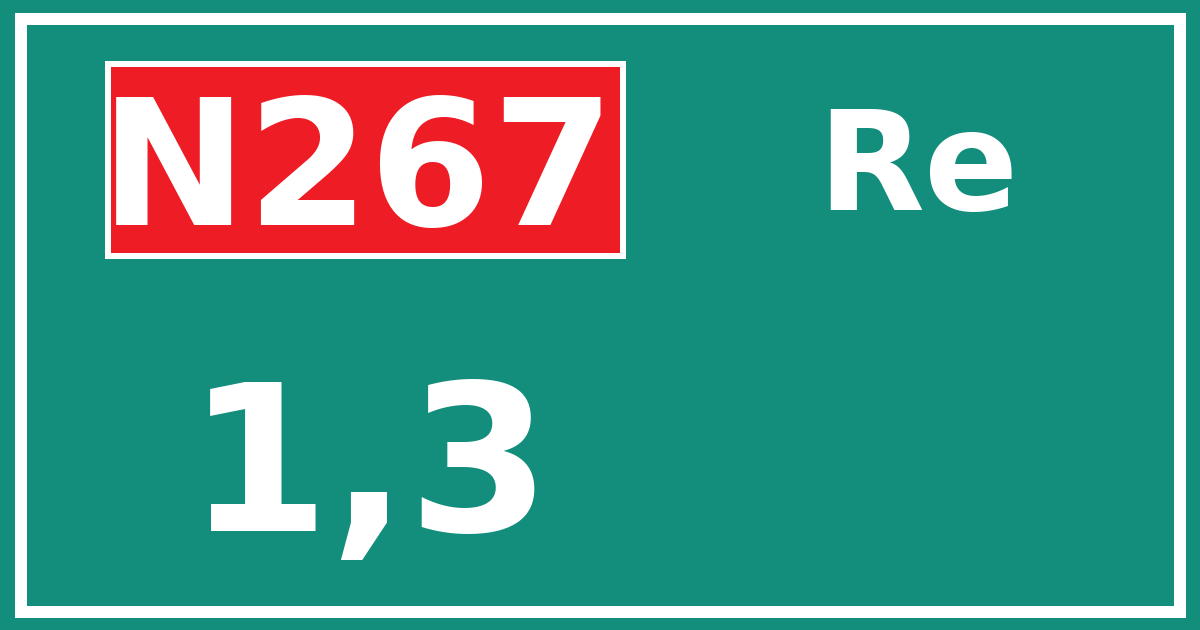 Hectometerbord N267 1,3 zijde Re