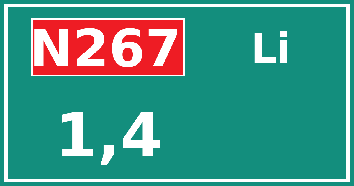 Hectometerbord N267 1,4 zijde Li