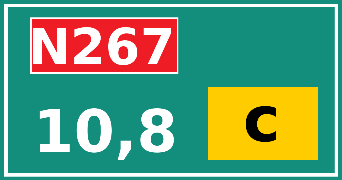 Hectometerbord N267 10,8 letter c