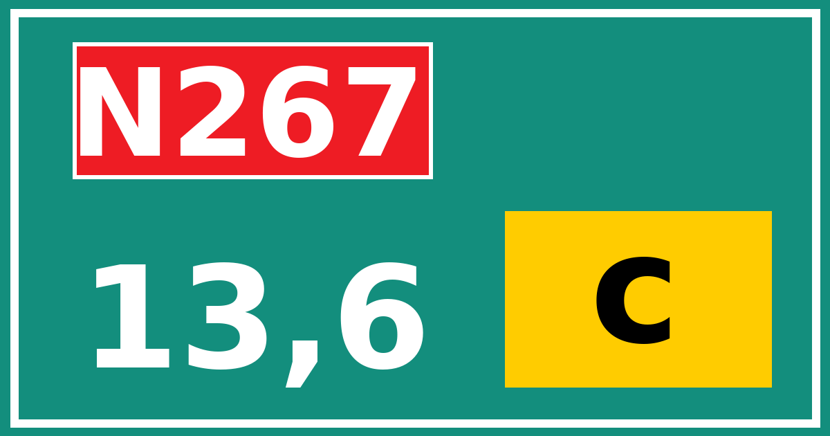 Hectometerbord N267 13,6 letter c