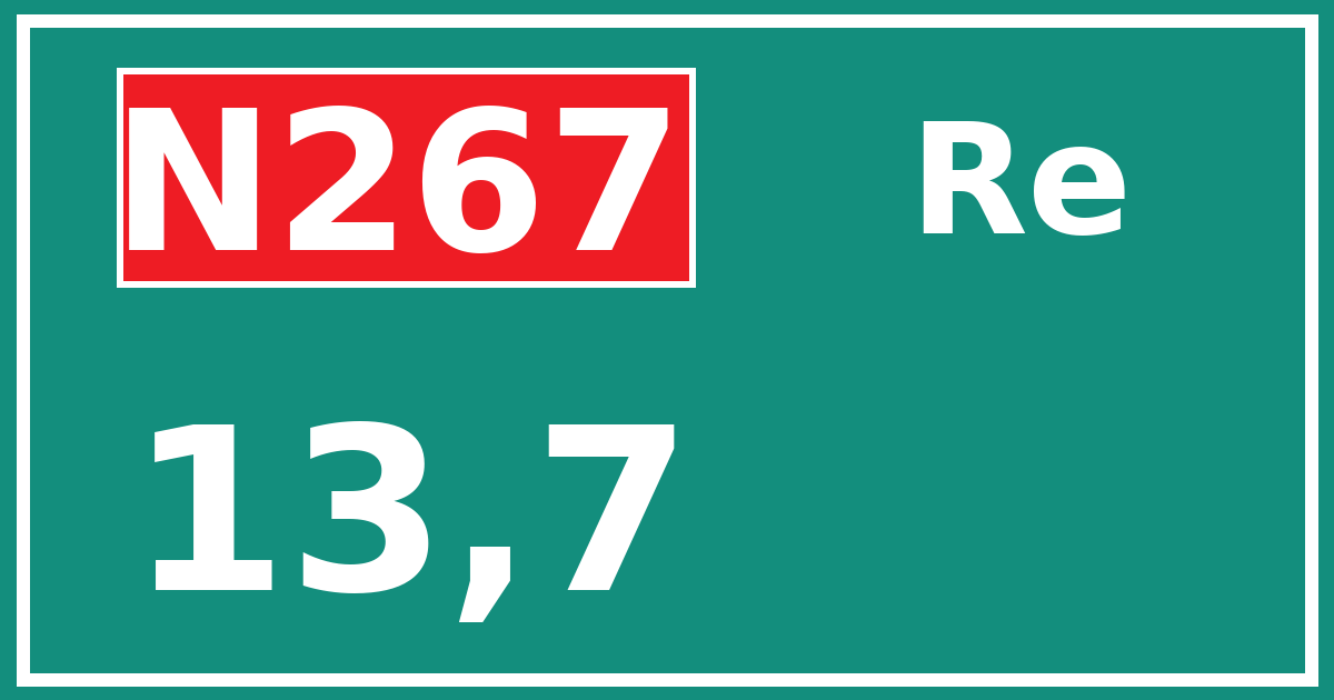 Hectometerbord N267 13,7 zijde Re