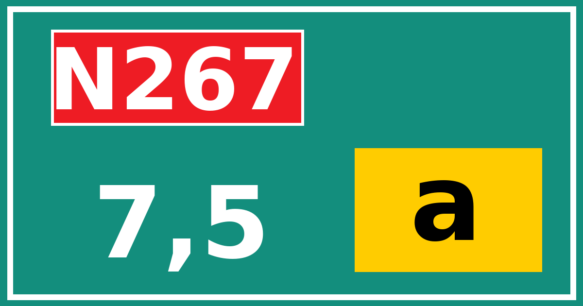 Hectometerbord N267 7,5 letter a