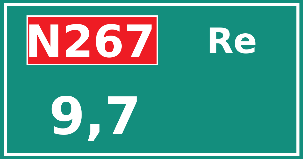 Hectometerbord N267 9,7 zijde Re